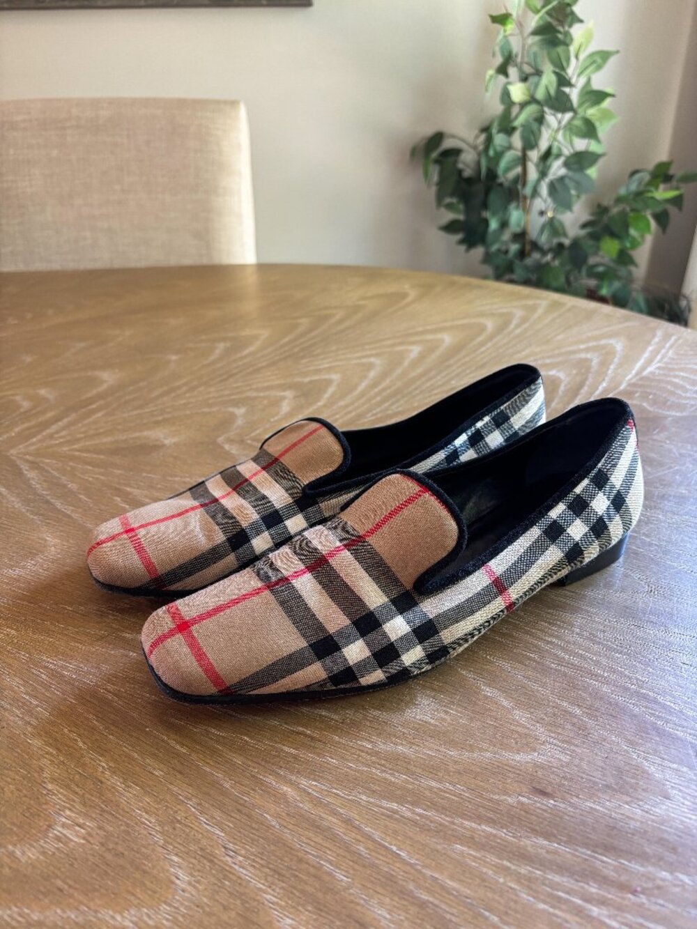 Vintage Burberry London Prorsum Check Pattern Loafer Size 10